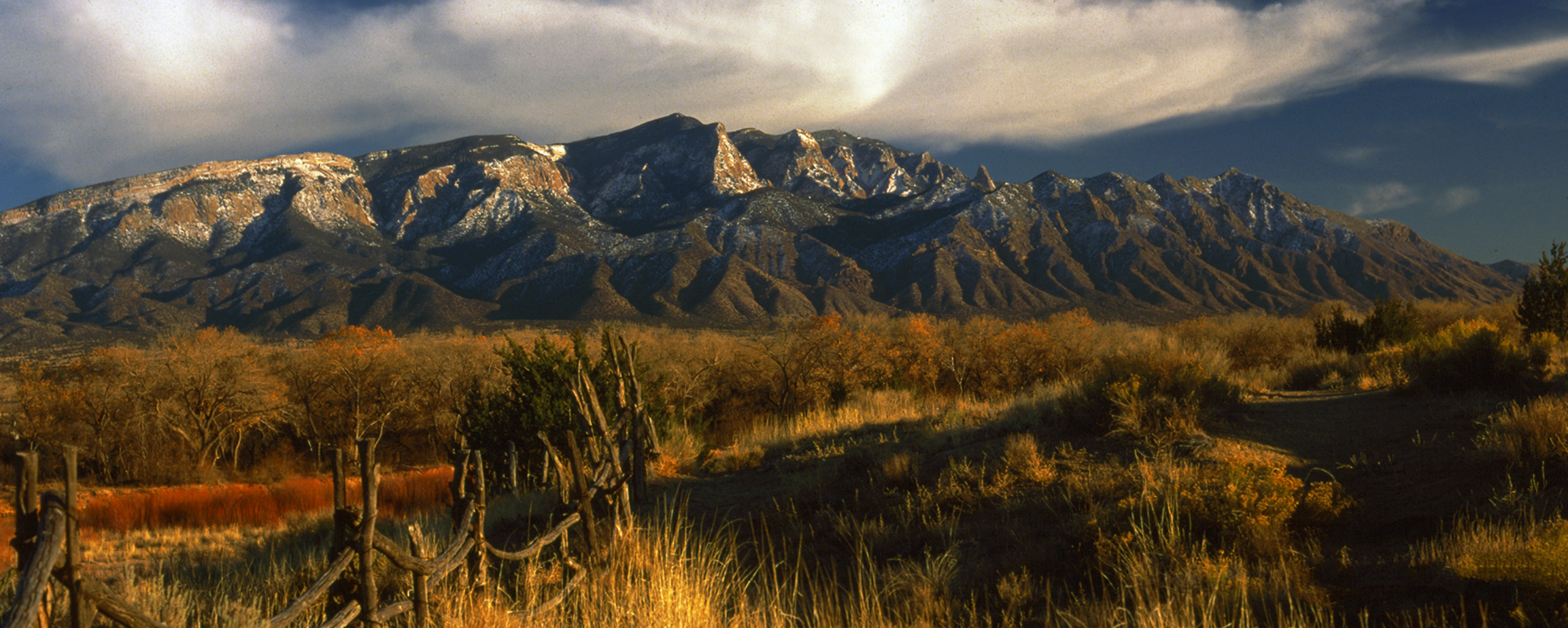 View of the Sandia Mountains at sunset
