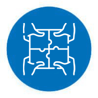 Hands connecting a puzzle icon